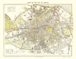 Vintage Map of Dublin, Ireland 1883