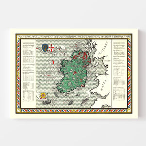 Vintage Agriculture & Fisheries Map of Ireland 1929