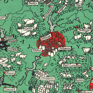 Vintage Agriculture & Fisheries Map of Ireland 1929