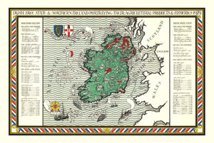 Vintage Agriculture & Fisheries Map of Ireland 1929