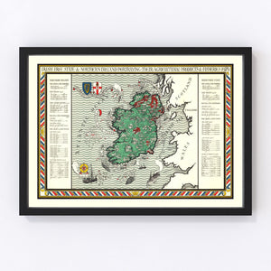Vintage Agriculture & Fisheries Map of Ireland 1929