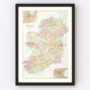 Vintage Map of Ireland 1891