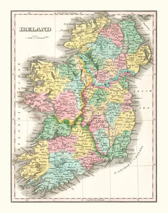 Vintage Map of Ireland 1827