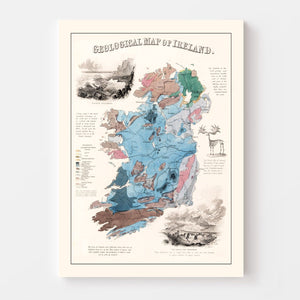 Vintage Geological Map of Ireland 1850
