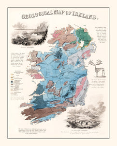 Vintage Geological Map of Ireland 1850