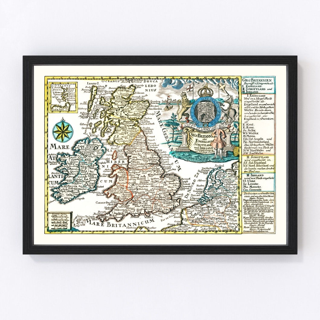 Vintage Map of England, Scotland & Ireland 1790