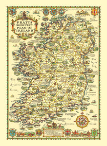 Vintage Map of Ireland 1933