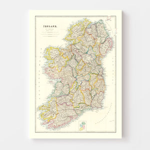 Vintage Map of Ireland 1884