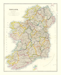 Vintage Map of Ireland 1884
