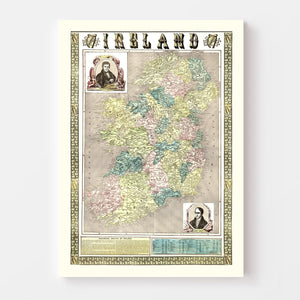 Vintage Map of Ireland 1855
