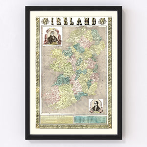 Vintage Map of Ireland 1855