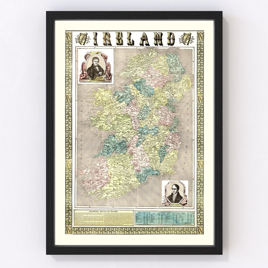 Vintage Map of Ireland 1855