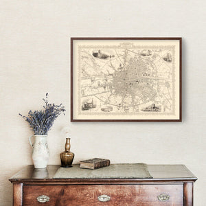 Vintage Map of Dublin, Ireland 1851