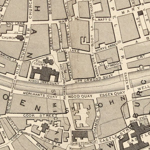 Vintage Map of Dublin, Ireland 1851