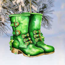 Load image into Gallery viewer, Irish Green Boots Wooden Christmas Ornaments

