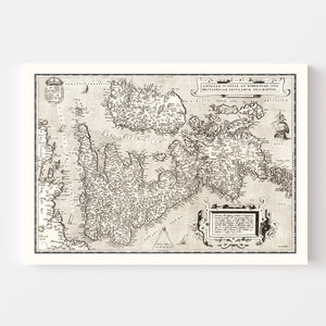 Vintage Map of England, Scotland, Ireland 1570