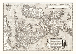 Vintage Map of England, Scotland, Ireland 1570