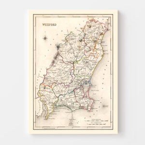Vintage Map of Wexford County Ireland, 1846