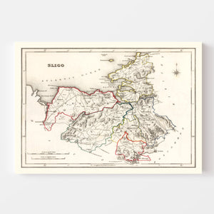 Vintage Map of Sligo County Ireland, 1846