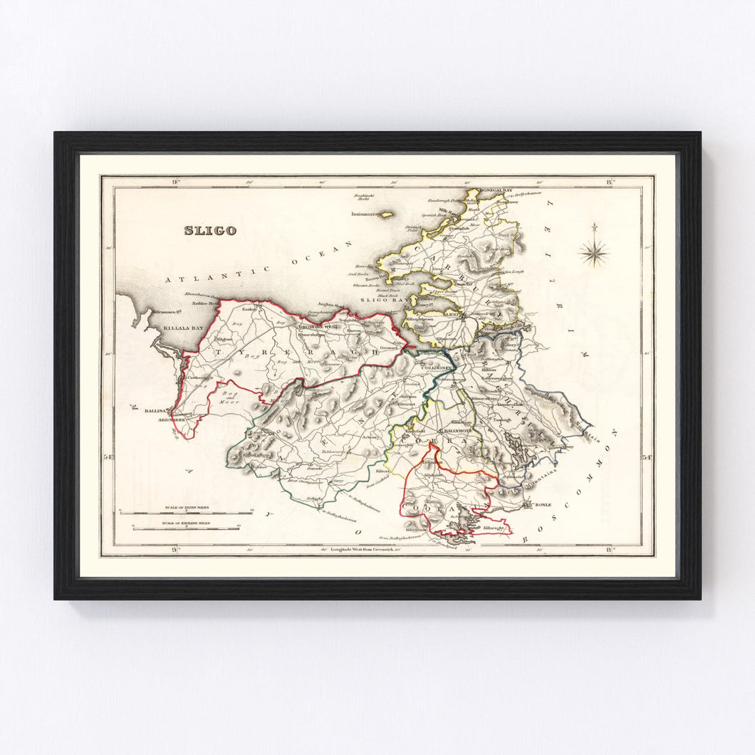 Vintage Map of Sligo County Ireland, 1846
