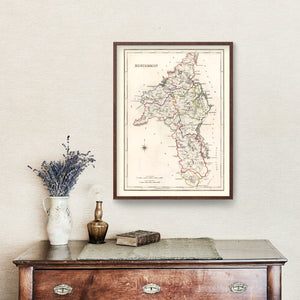 Vintage Map of Roscommon County Ireland, 1846