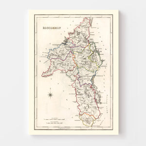 Vintage Map of Roscommon County Ireland, 1846