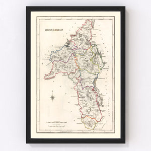 Vintage Map of Roscommon County Ireland, 1846