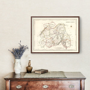 Vintage Map of Queens County Ireland, 1846