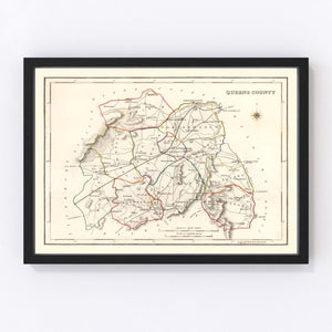 Vintage Map of Queens County Ireland, 1846