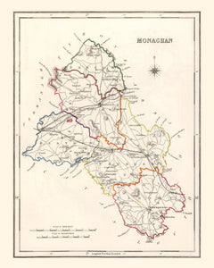 Vintage Map of Monaghan County Ireland, 1846