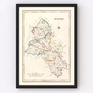 Vintage Map of Monaghan County Ireland, 1846