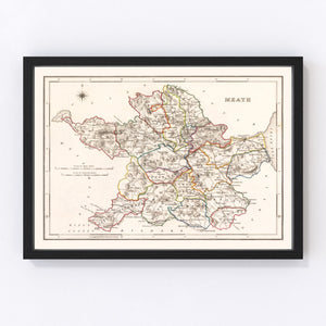 Vintage Map of Meath County Ireland, 1846