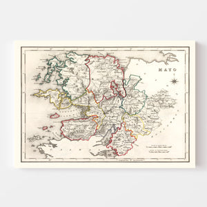 Vintage Map of Mayo County Ireland, 1846