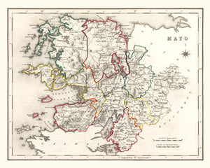 Vintage Map of Mayo County Ireland, 1846