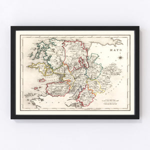 Vintage Map of Mayo County Ireland, 1846