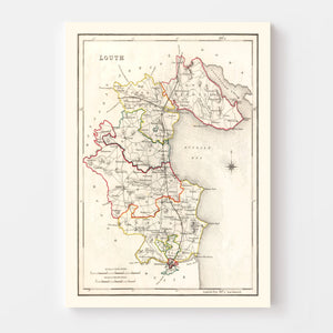 Vintage Map of Louth County Ireland, 1846