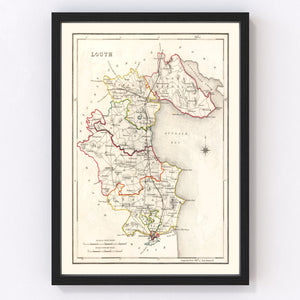 Vintage Map of Louth County Ireland, 1846
