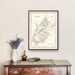 Vintage Map of Longford County Ireland, 1846