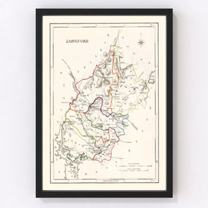 Vintage Map of Longford County Ireland, 1846