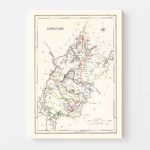 Vintage Map of Longford County Ireland, 1846