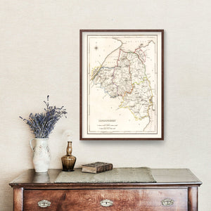 Vintage Map of Londonderry County Ireland, 1846