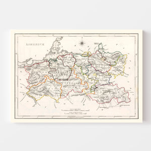 Vintage Map of Limerick County Ireland, 1846