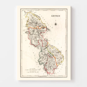 Vintage Map of Leitrim County Ireland, 1846