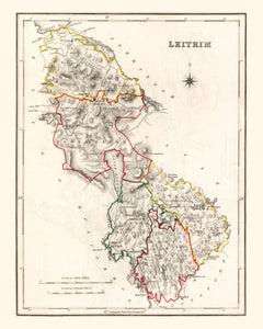 Vintage Map of Leitrim County Ireland, 1846