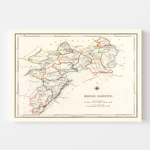 Vintage Map of Kings County Ireland, 1846