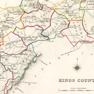 Vintage Map of Kings County Ireland, 1846
