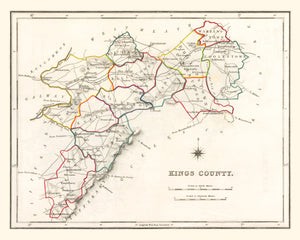 Vintage Map of Kings County Ireland, 1846