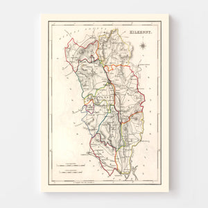 Vintage Map of Kilkenny County Ireland, 1846