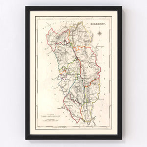 Vintage Map of Kilkenny County Ireland, 1846