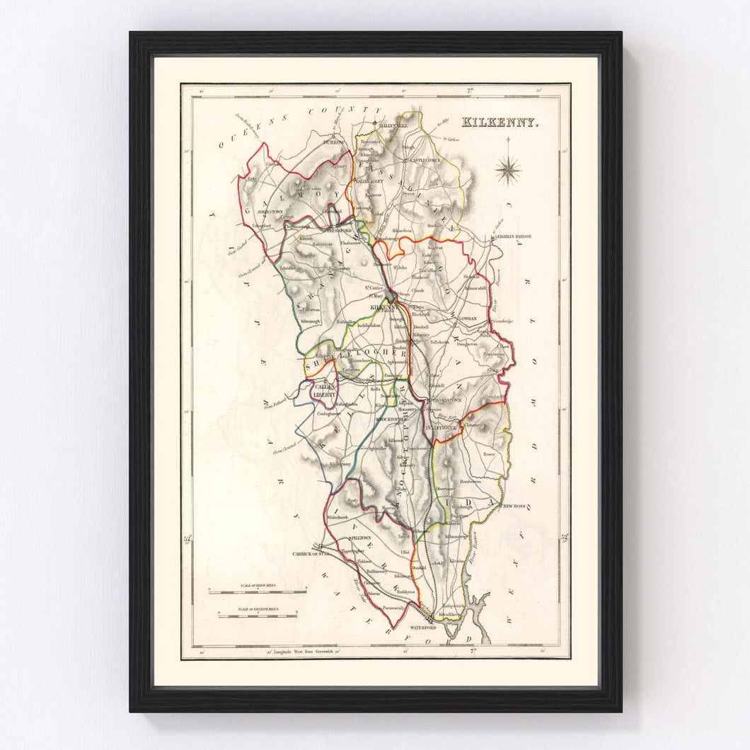Vintage Map of Kilkenny County Ireland, 1846